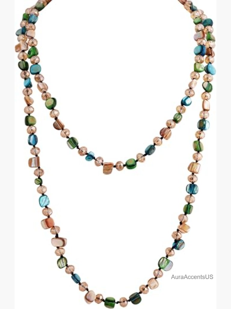 Bohemian Irregular Beaded Long Necklace, Handmade Artisan Choker, Lightweight